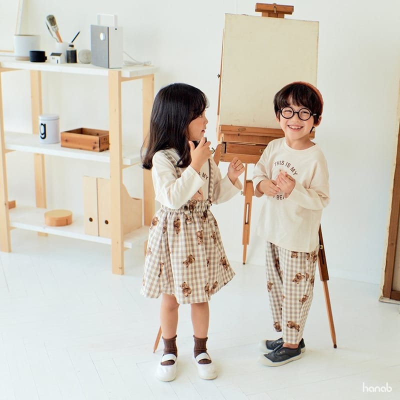 HANAB - Korean Children Fashion - #Kfashion4kids - Check Bear Top Bottom Set  - 6