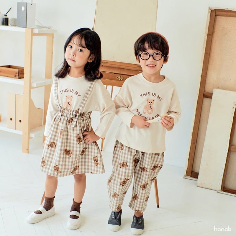 HANAB - Korean Children Fashion - #Kfashion4kids - Check Bear Top Bottom Set  - 7