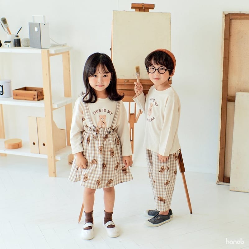 HANAB - Korean Children Fashion - #Kfashion4kids - Check Bear Top Bottom Set  - 8