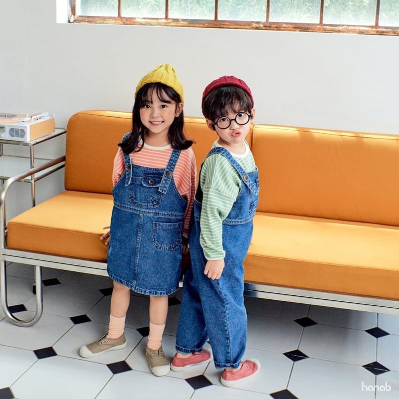 HANAB - Korean Children Fashion - #Kfashion4kids - Denim Tee Dungarees Set - 12