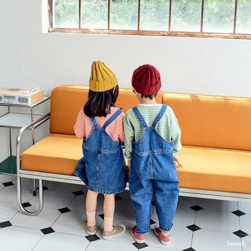 HANAB - Korean Children Fashion - #Kfashion4kids - Denim Tee Dungarees Set - 2