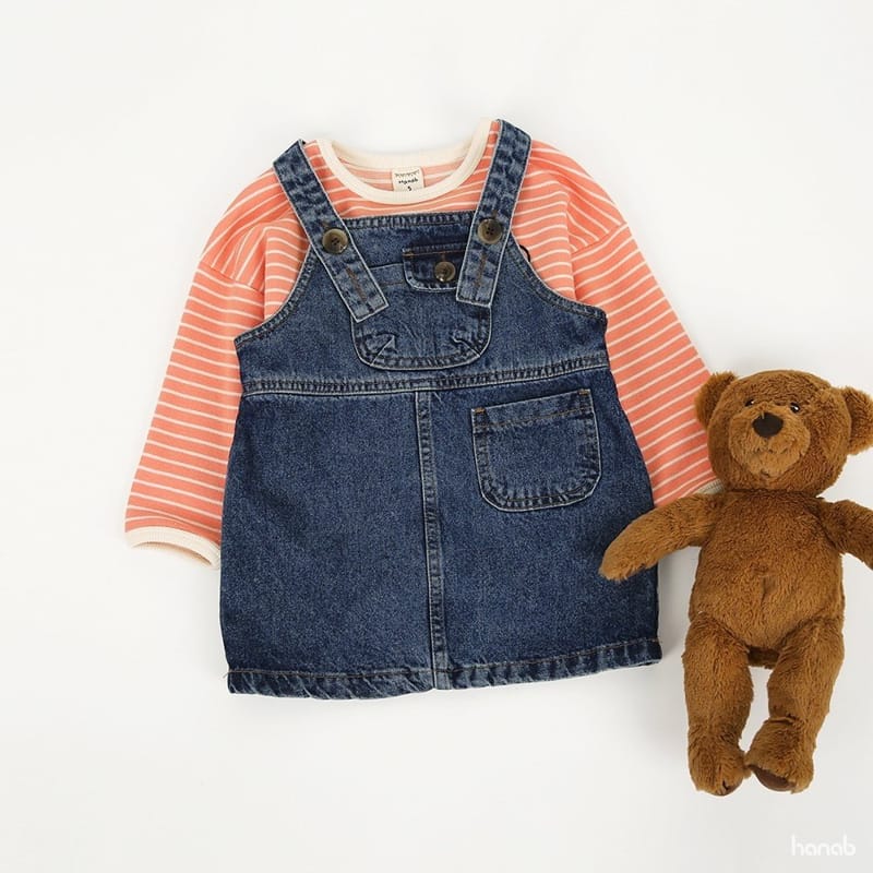 HANAB - Korean Children Fashion - #Kfashion4kids - Denim Tee Dungarees Set - 5