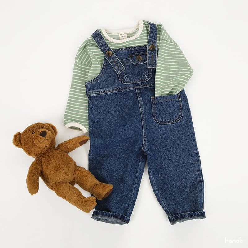 HANAB - Korean Children Fashion - #Kfashion4kids - Denim Tee Dungarees Set - 6