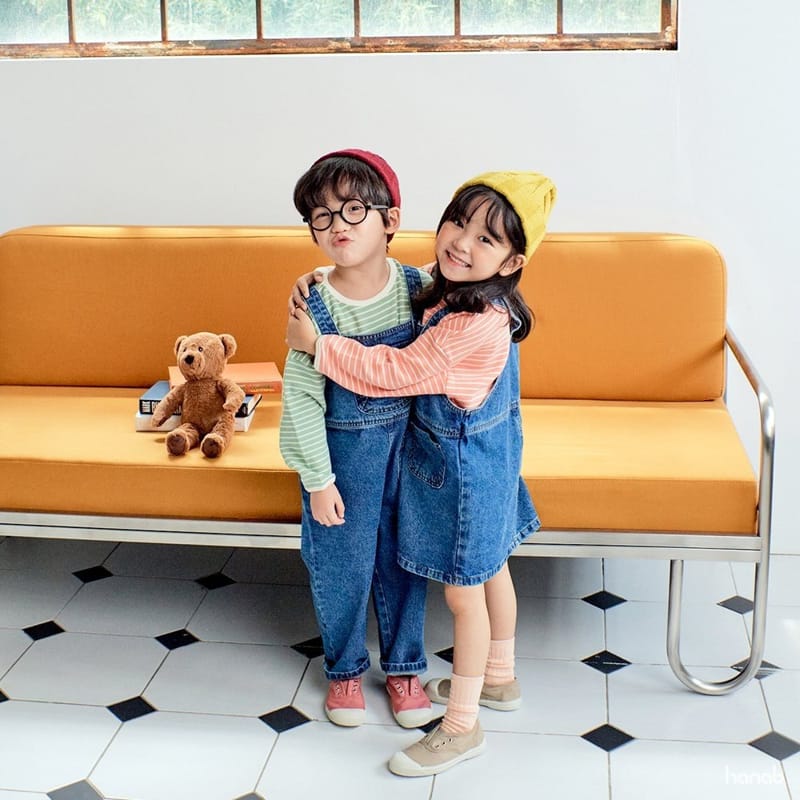 HANAB - Korean Children Fashion - #Kfashion4kids - Denim Tee Dungarees Set - 7