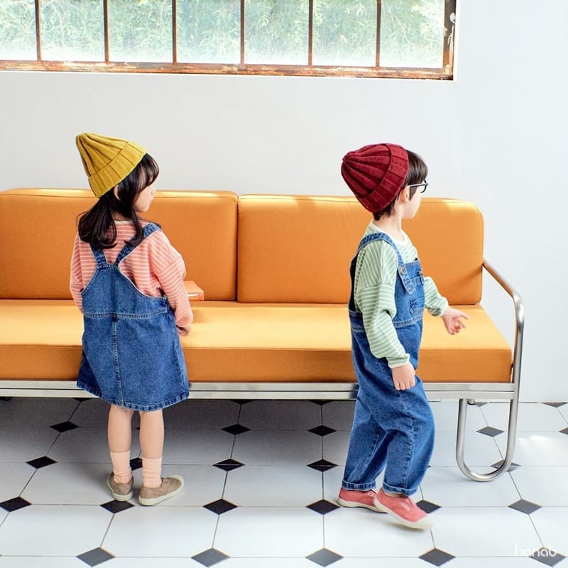 HANAB - Korean Children Fashion - #Kfashion4kids - Denim Tee Dungarees Set - 9