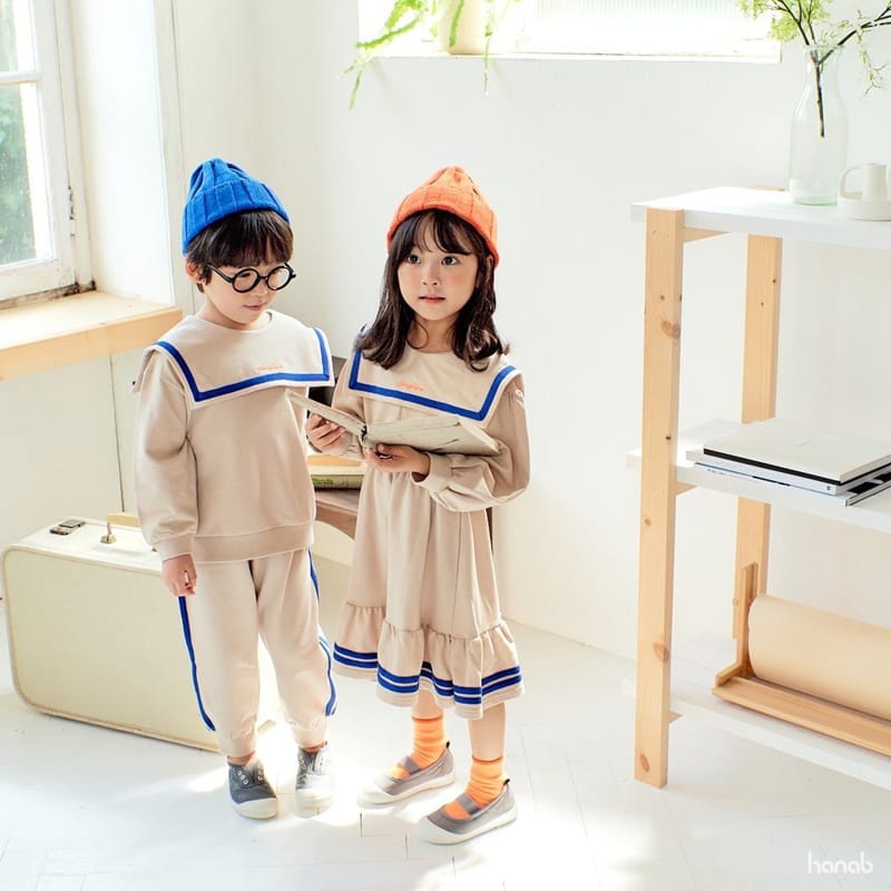 HANAB - Korean Children Fashion - #Kfashion4kids - Modern Collar Top Bottom Set - 2