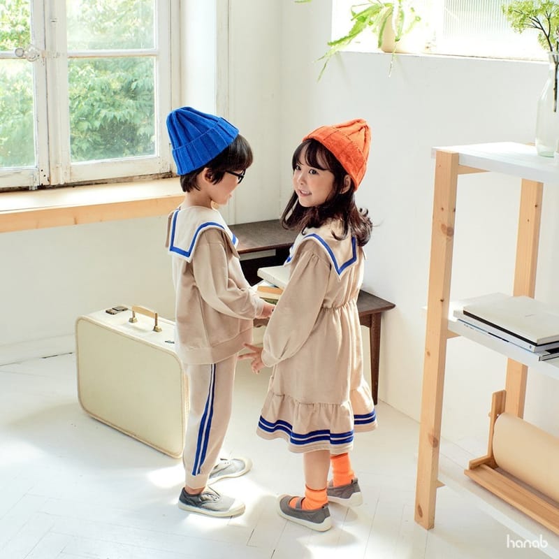 HANAB - Korean Children Fashion - #Kfashion4kids - Modern Collar Top Bottom Set - 4