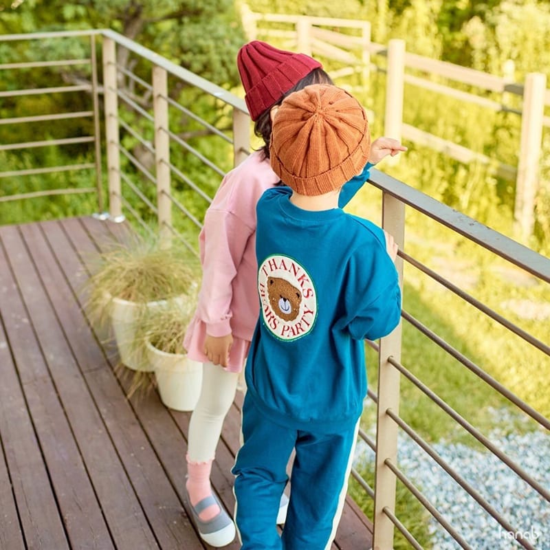 HANAB - Korean Children Fashion - #Kfashion4kids - Thanks Bear Top Bottom Set  - 5
