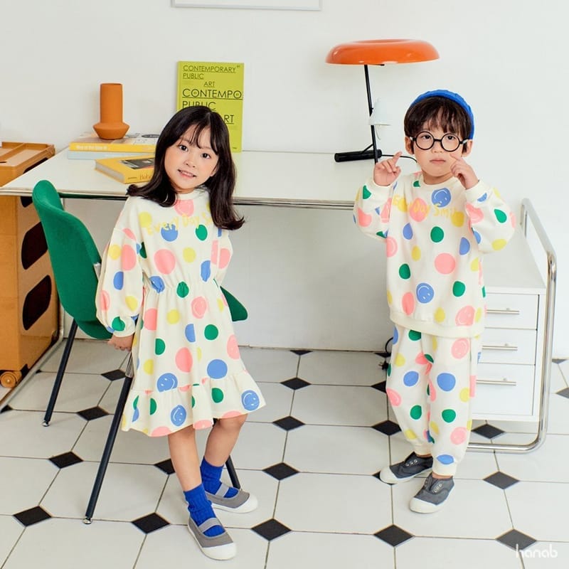 HANAB - Korean Children Fashion - #Kfashion4kids - Dot Pop Top Bottom Set - 6