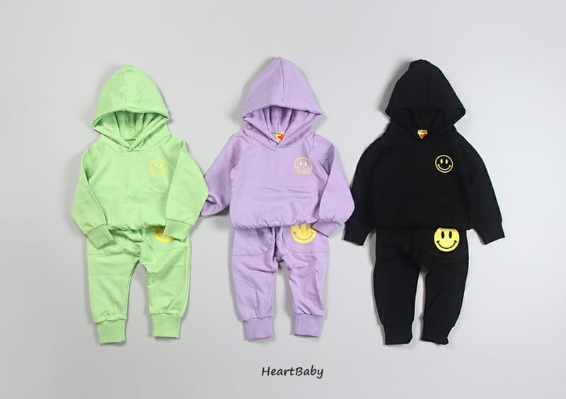 HEARTBABY - Korean Children Fashion - #Kfashion4kids - Smile Hoody Top Bottom Set