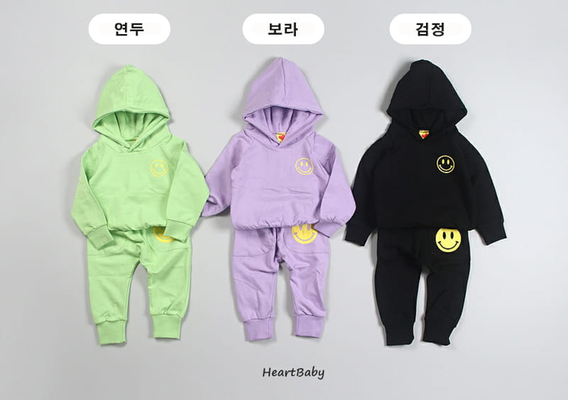 HEARTBABY - Korean Children Fashion - #Kfashion4kids - Smile Hoody Top Bottom Set - 5