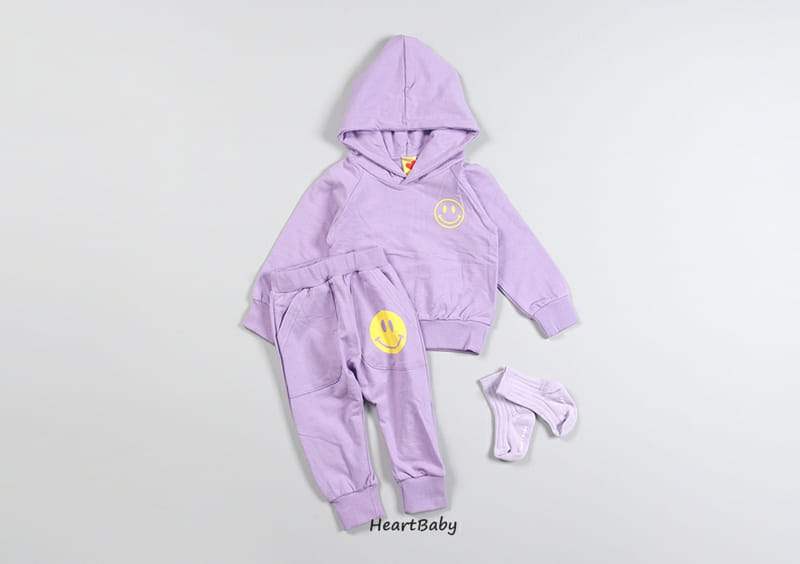 HEARTBABY - Korean Children Fashion - #Kfashion4kids - Smile Hoody Top Bottom Set - 6