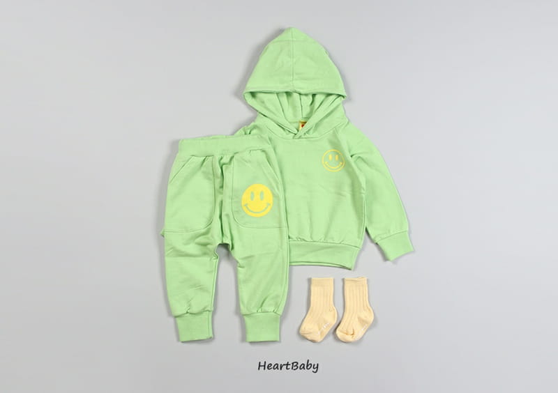 HEARTBABY - Korean Children Fashion - #Kfashion4kids - Smile Hoody Top Bottom Set - 8