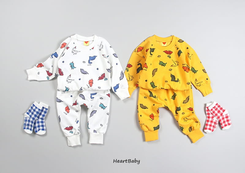 HEARTBABY - Korean Children Fashion - #Kfashion4kids - Dino Top Bottom Set