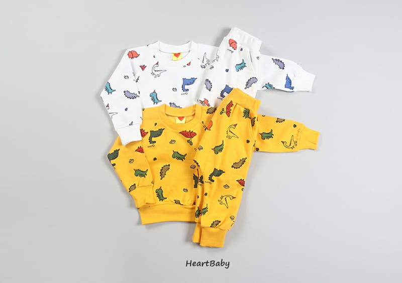 HEARTBABY - Korean Children Fashion - #Kfashion4kids - Dino Top Bottom Set - 2