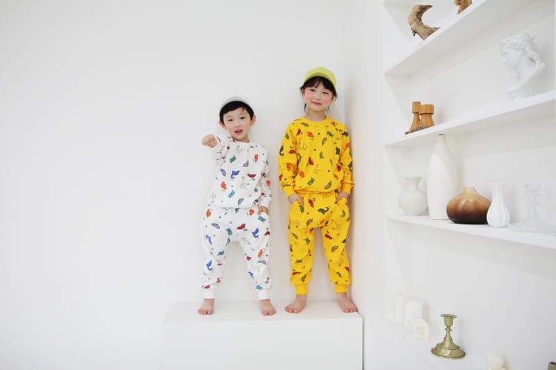 HEARTBABY - Korean Children Fashion - #Kfashion4kids - Dino Top Bottom Set - 3