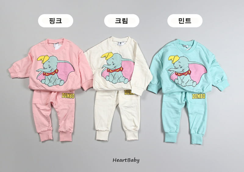 HEARTBABY - Korean Children Fashion - #Kfashion4kids - Dumbo Top Bottom Set - 6