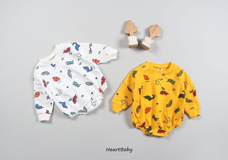 HEARTBABY - Korean Children Fashion - #Kfashion4kids - Bebe Dino Bodysuit