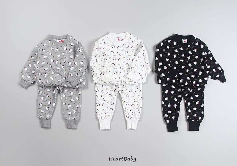 HEARTBABY - Korean Children Fashion - #Kfashion4kids - Snoophy Pattern Top Bottom Set 
