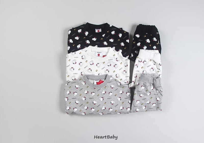 HEARTBABY - Korean Children Fashion - #Kfashion4kids - Snoophy Pattern Top Bottom Set  - 3
