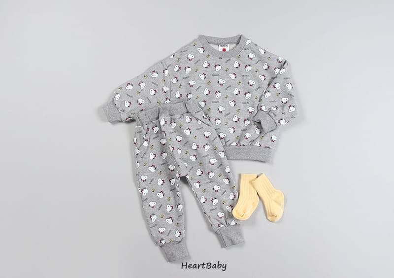 HEARTBABY - Korean Children Fashion - #Kfashion4kids - Snoophy Pattern Top Bottom Set  - 6