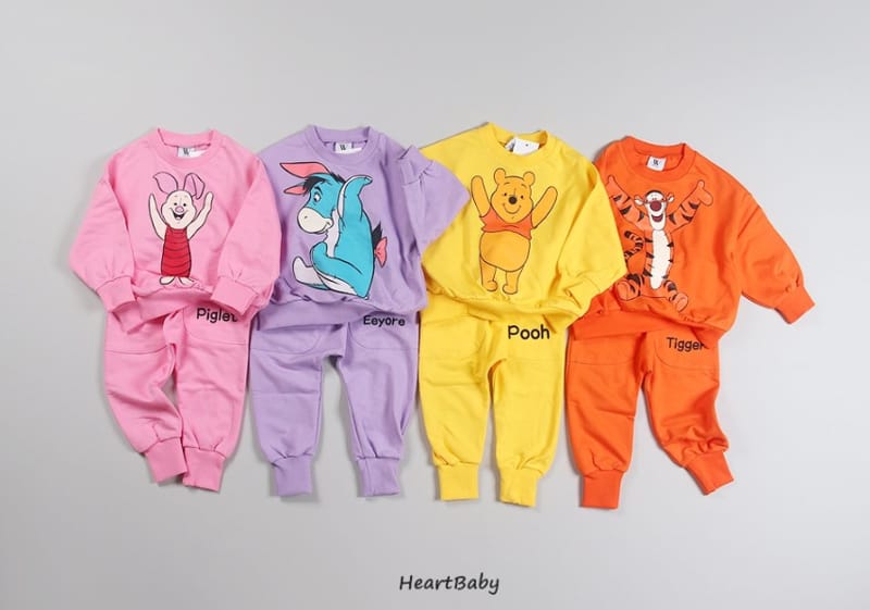 HEARTBABY - Korean Children Fashion - #Kfashion4kids - Pooh and Friends Top Bottom Set