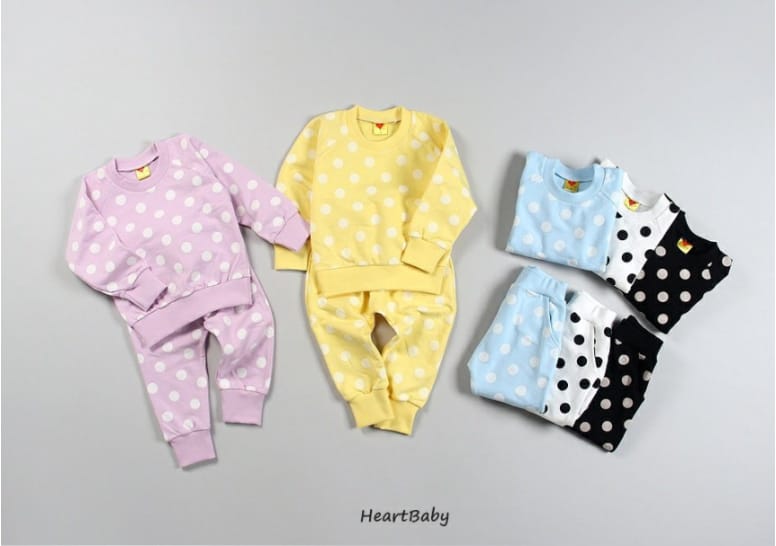 HEARTBABY - Korean Children Fashion - #Kfashion4kids - Dot Top Bottom Set - 4