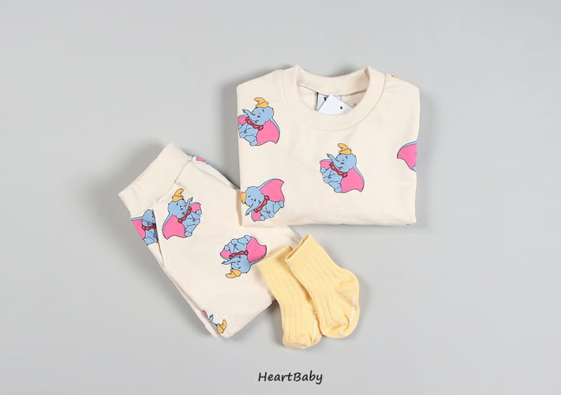 HEARTBABY - Korean Children Fashion - #Kfashion4kids - Dumbo Pattern Top Bottom Set - 6