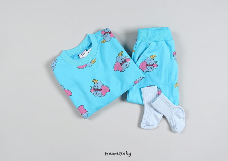 HEARTBABY - Korean Children Fashion - #Kfashion4kids - Dumbo Pattern Top Bottom Set - 7