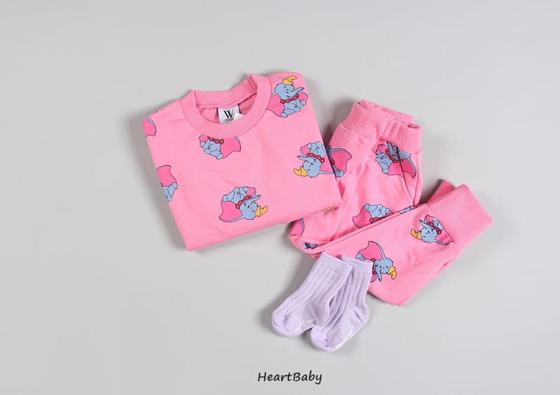 HEARTBABY - Korean Children Fashion - #Kfashion4kids - Dumbo Pattern Top Bottom Set - 8