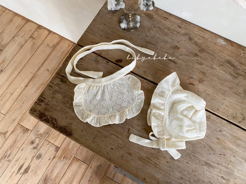 HI BYEBEBE - Korean Children Fashion - #Kfashion4kids - Bosong Lace Apron Bonnet Set - 3