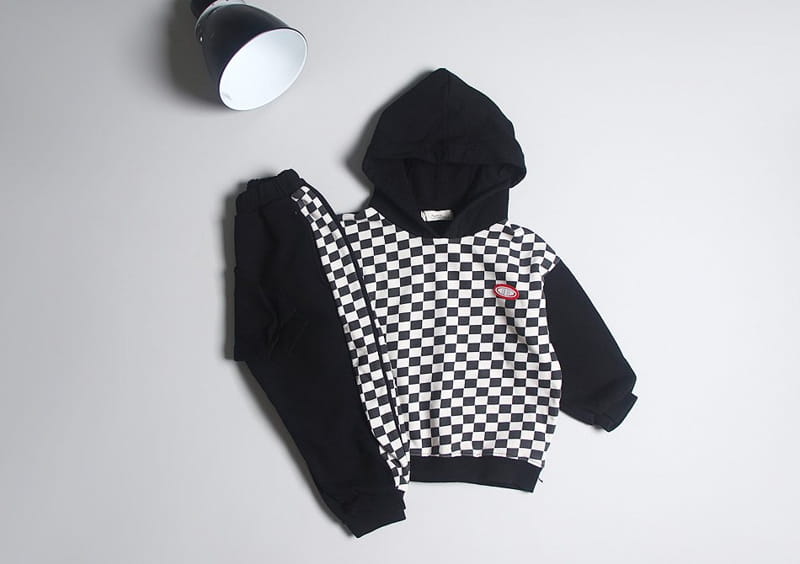 HYVAA - Korean Children Fashion - #Kfashion4kids - Half Check Top Bottom Set - 2