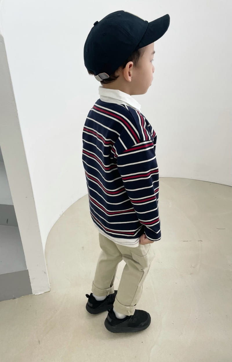 HYVAA - Korean Children Fashion - #Kfashion4kids - Campus Stripes Collar Tee - 2