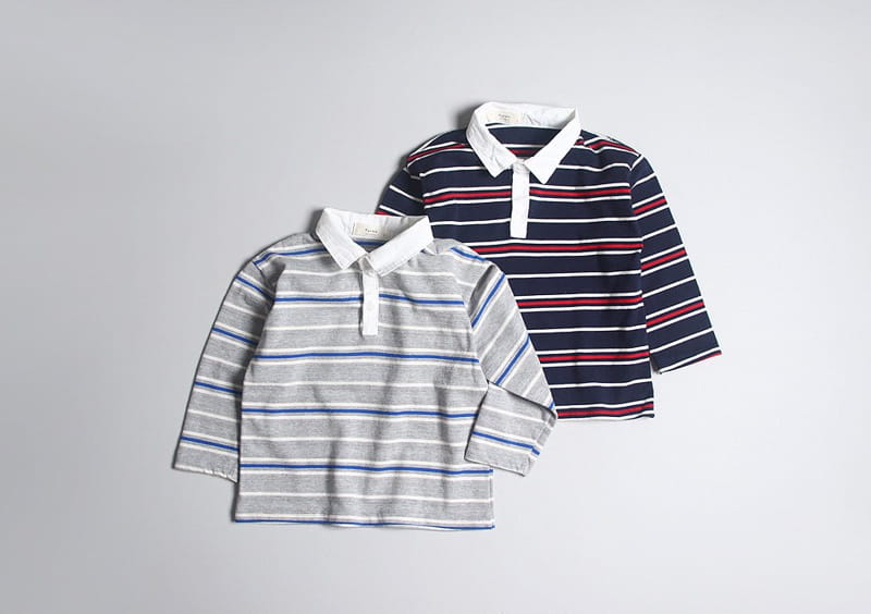 HYVAA - Korean Children Fashion - #Kfashion4kids - Campus Stripes Collar Tee - 5