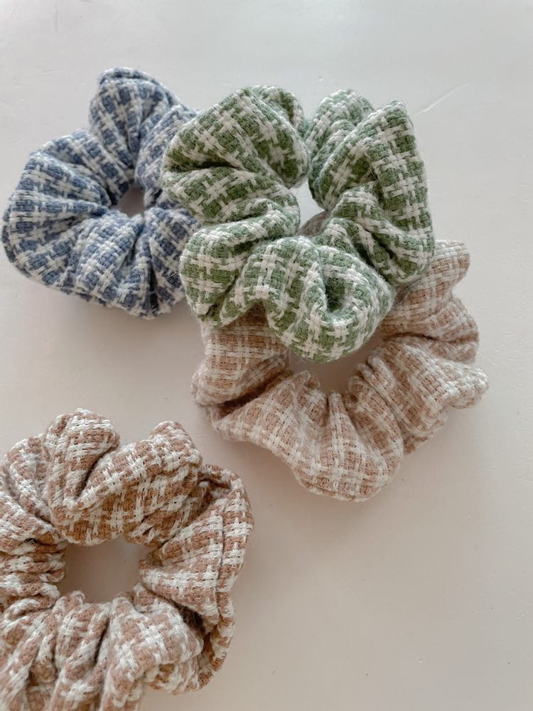 JELLYJELLY - Korean Children Fashion - #Kfashion4kids - Patel Knit Check Scrunchy [set of 4]