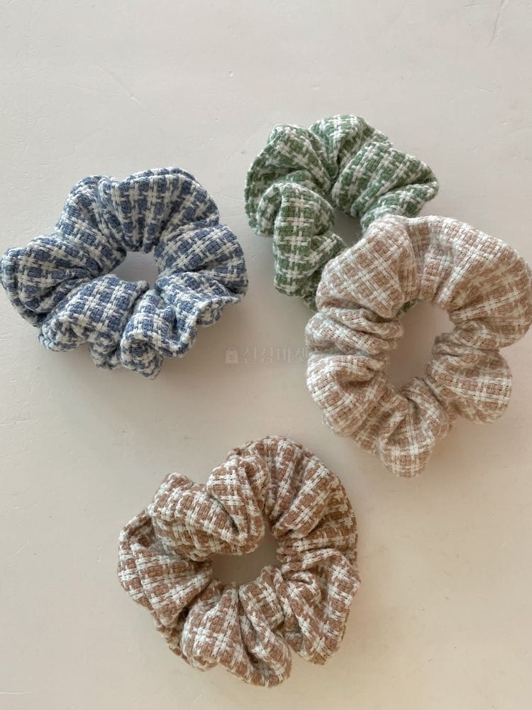 JELLYJELLY - Korean Children Fashion - #Kfashion4kids - Patel Knit Check Scrunchy [set of 4] - 2