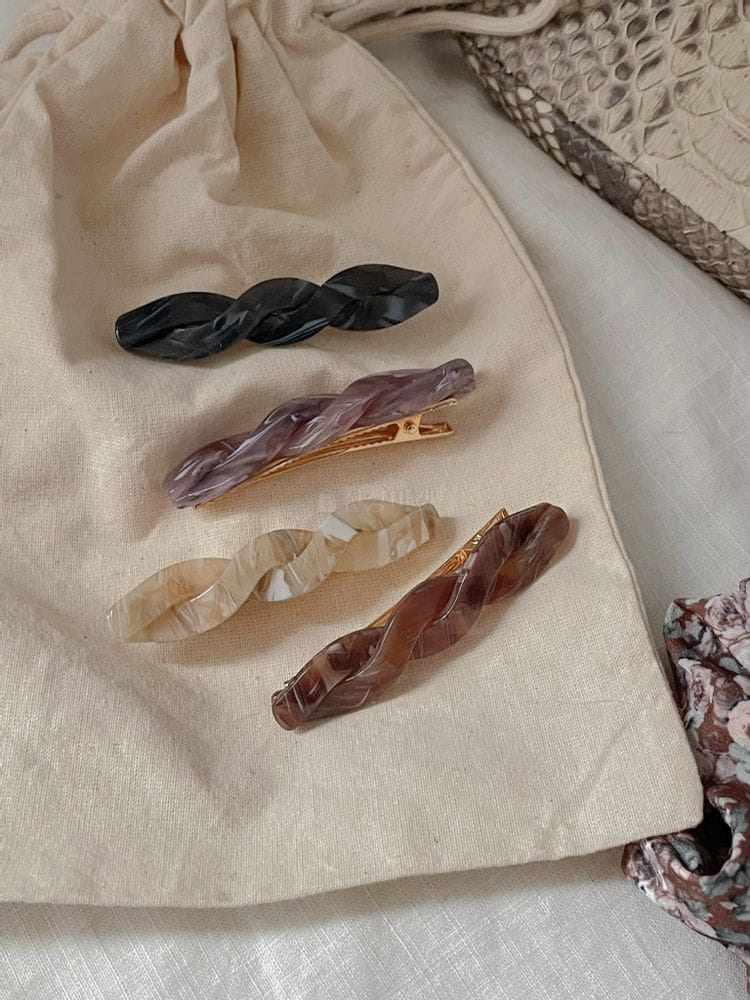 JELLYJELLY - Korean Children Fashion - #Kfashion4kids - Vintage Cellulose Twist Hairpin [set of 4] - 2