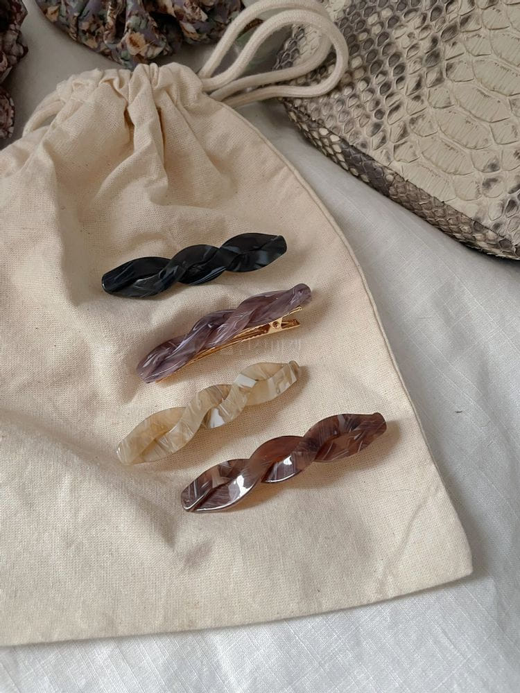 JELLYJELLY - Korean Children Fashion - #Kfashion4kids - Vintage Cellulose Twist Hairpin [set of 4] - 3