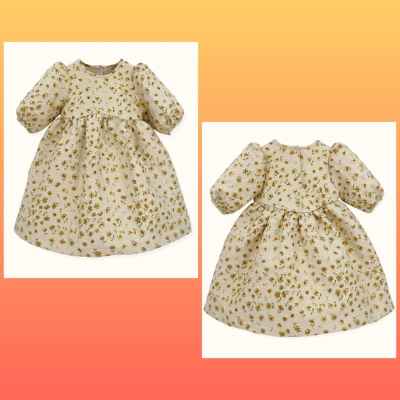 LE BEV - Korean Children Fashion - #Kfashion4kids - Gold Daisy One-piece - 10