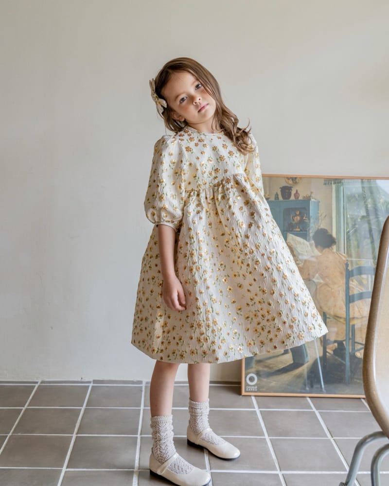 LE BEV - Korean Children Fashion - #Kfashion4kids - Gold Daisy One-piece - 2