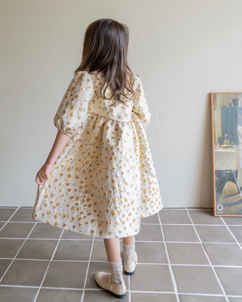 LE BEV - Korean Children Fashion - #Kfashion4kids - Gold Daisy One-piece - 6