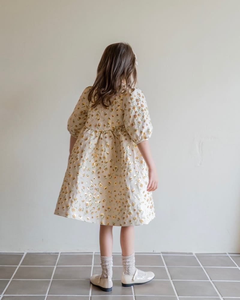 LE BEV - Korean Children Fashion - #Kfashion4kids - Gold Daisy One-piece - 7