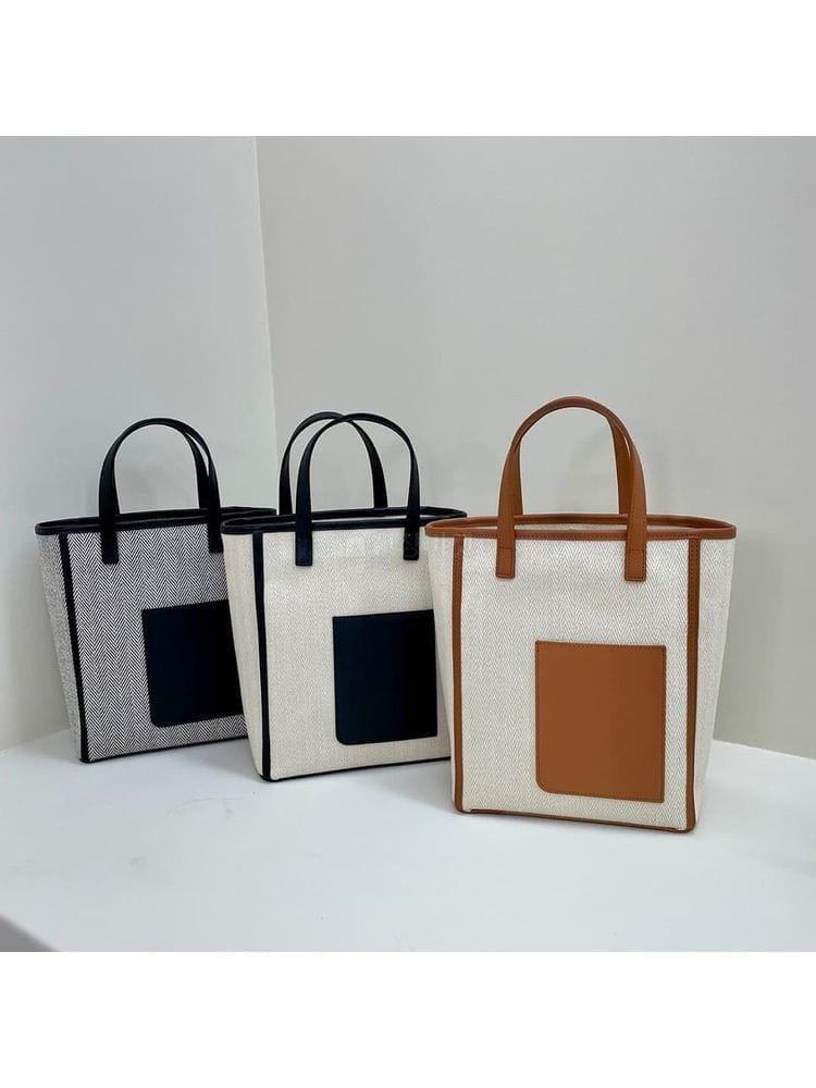 LEJUNEV - Korean Children Fashion - #Kfashion4kids - Pocket Herringbone Tote Bag - 3