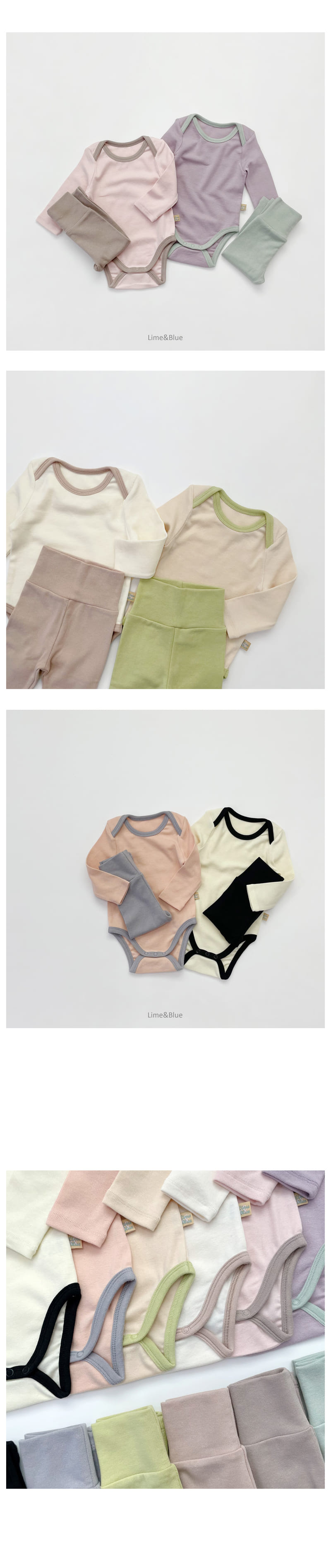 LIME & BLUE - Korean Children Fashion - #Kfashion4kids - Half Color Bodysuit - 4