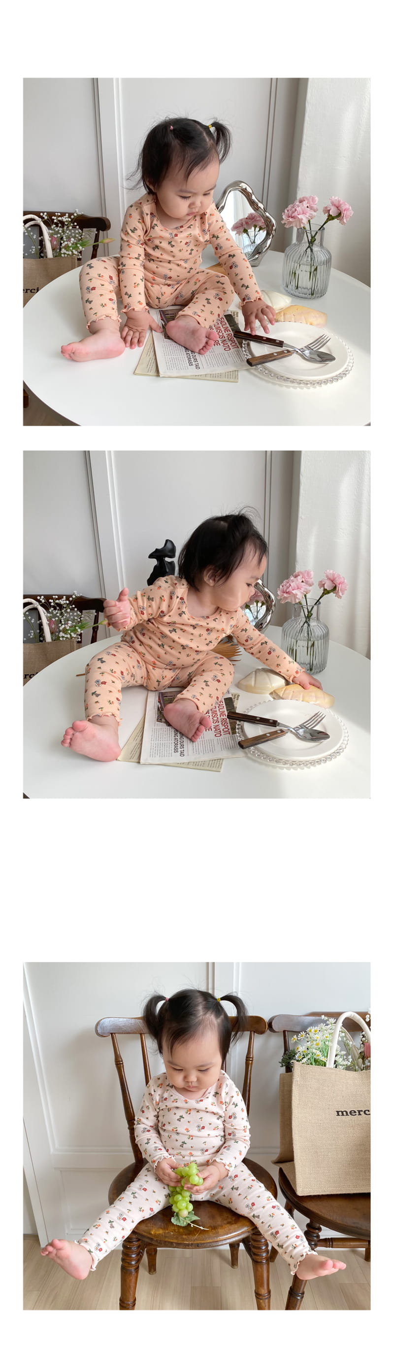 LIME & BLUE - Korean Children Fashion - #Kfashion4kids - Orange Flower Modal Easywear - 6