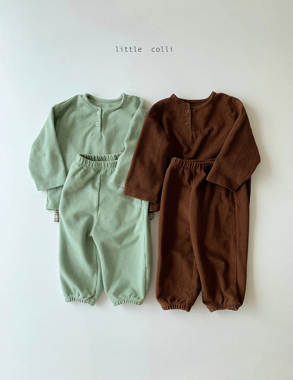 LITTLE COLLI - Korean Children Fashion - #Kfashion4kids - Bebe Tery Top Bottom Set - 3
