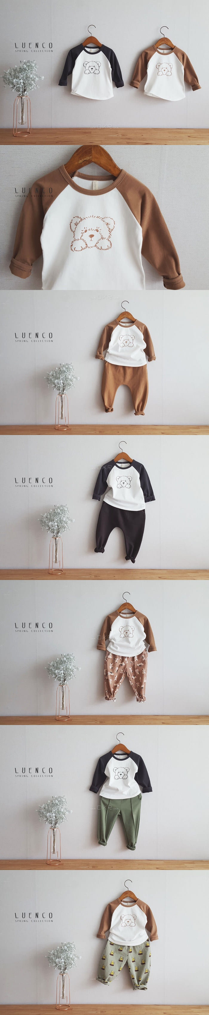 LUENCO - Korean Children Fashion - #Kfashion4kids - Brown Bear Raglan Tee