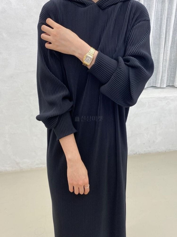 MERRY J - Korean Children Fashion - #Kfashion4kids - Pleats Hoody One-piece