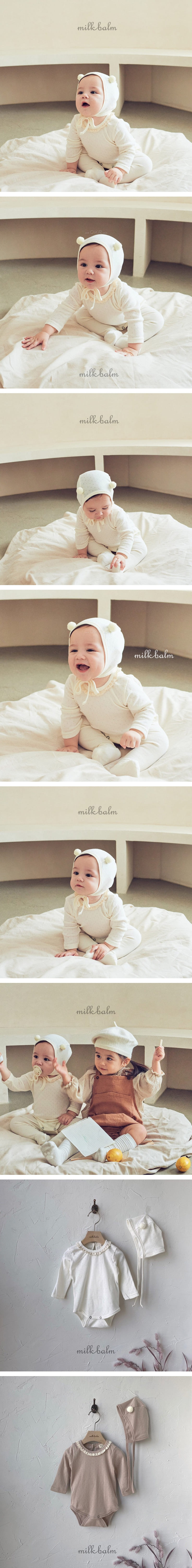 MILK BALM - Korean Children Fashion - #Kfashion4kids - Petit Bodysuit with Bonnet