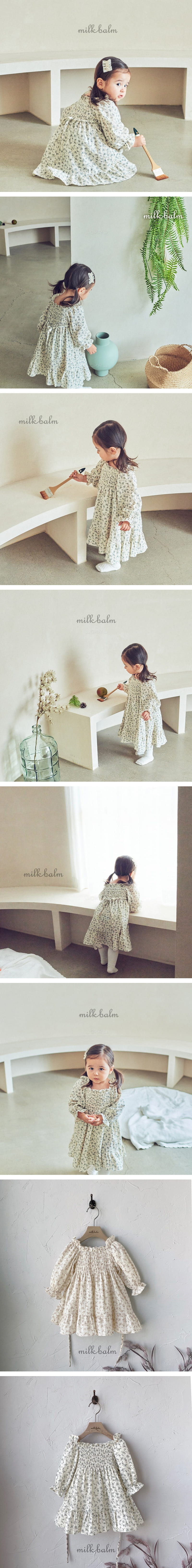 MILK BALM - Korean Children Fashion - #Kfashion4kids - Olive Smocked One-piece